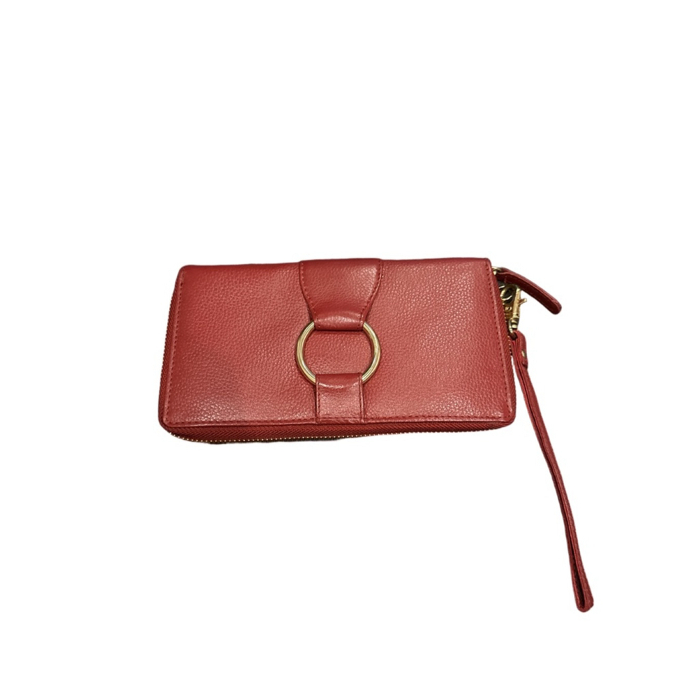 Cynthia Rowley Women’s Red Leather Wallet Gold Hardware Detachable Wrist Strap